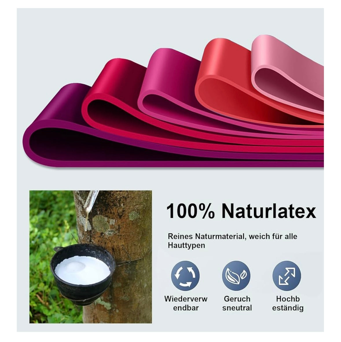 Set Fasce Elastiche Fitness – 5 Bande di Resistenza in Lattice Naturale
