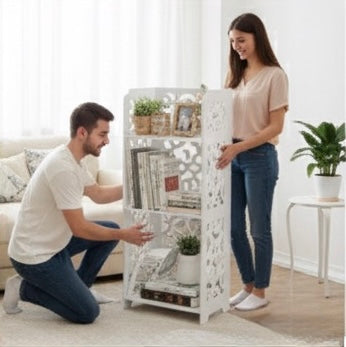 Charming White Carved Decorative 3-Tier Shelf