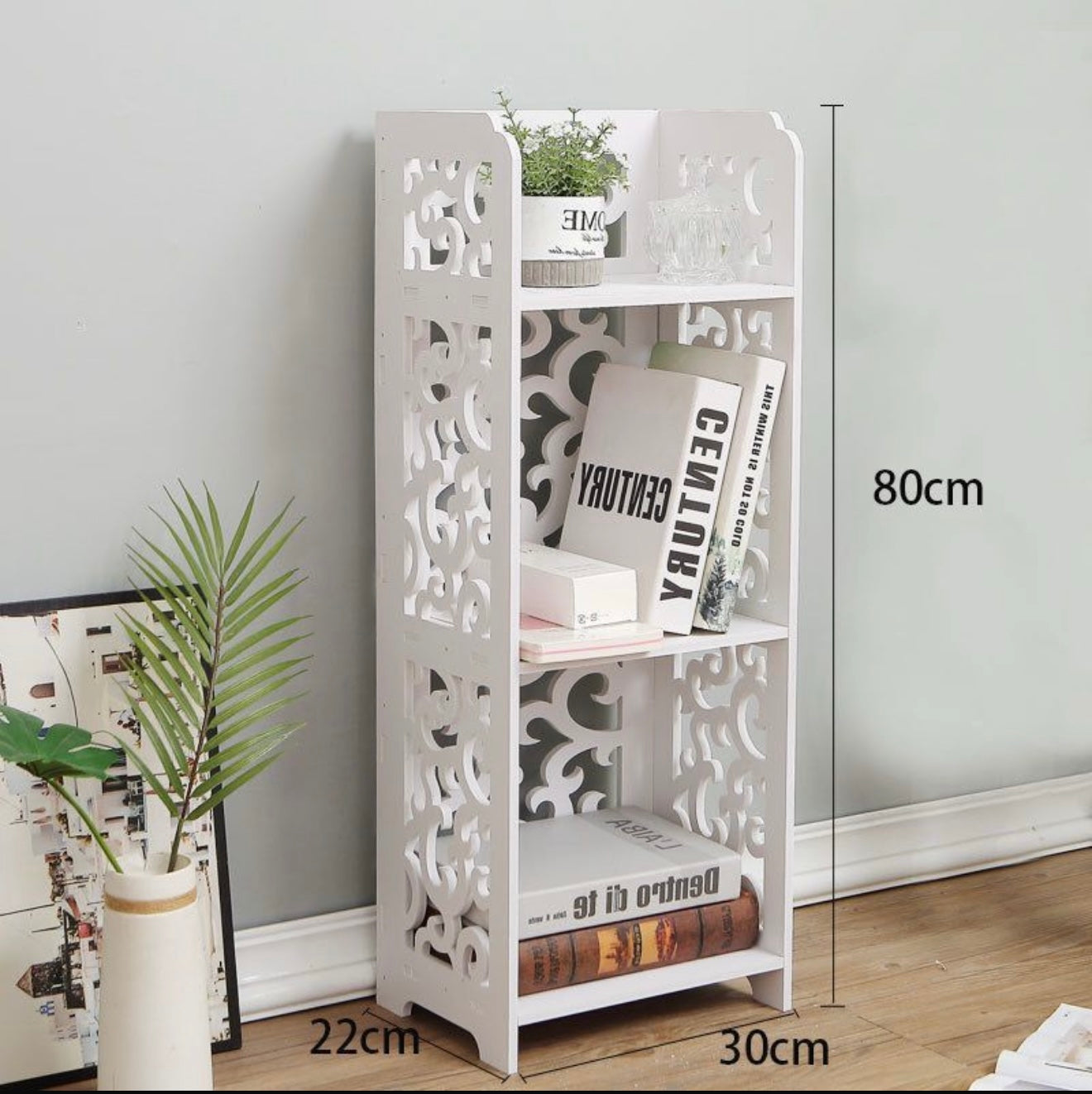 Charming White Carved Decorative 3-Tier Shelf