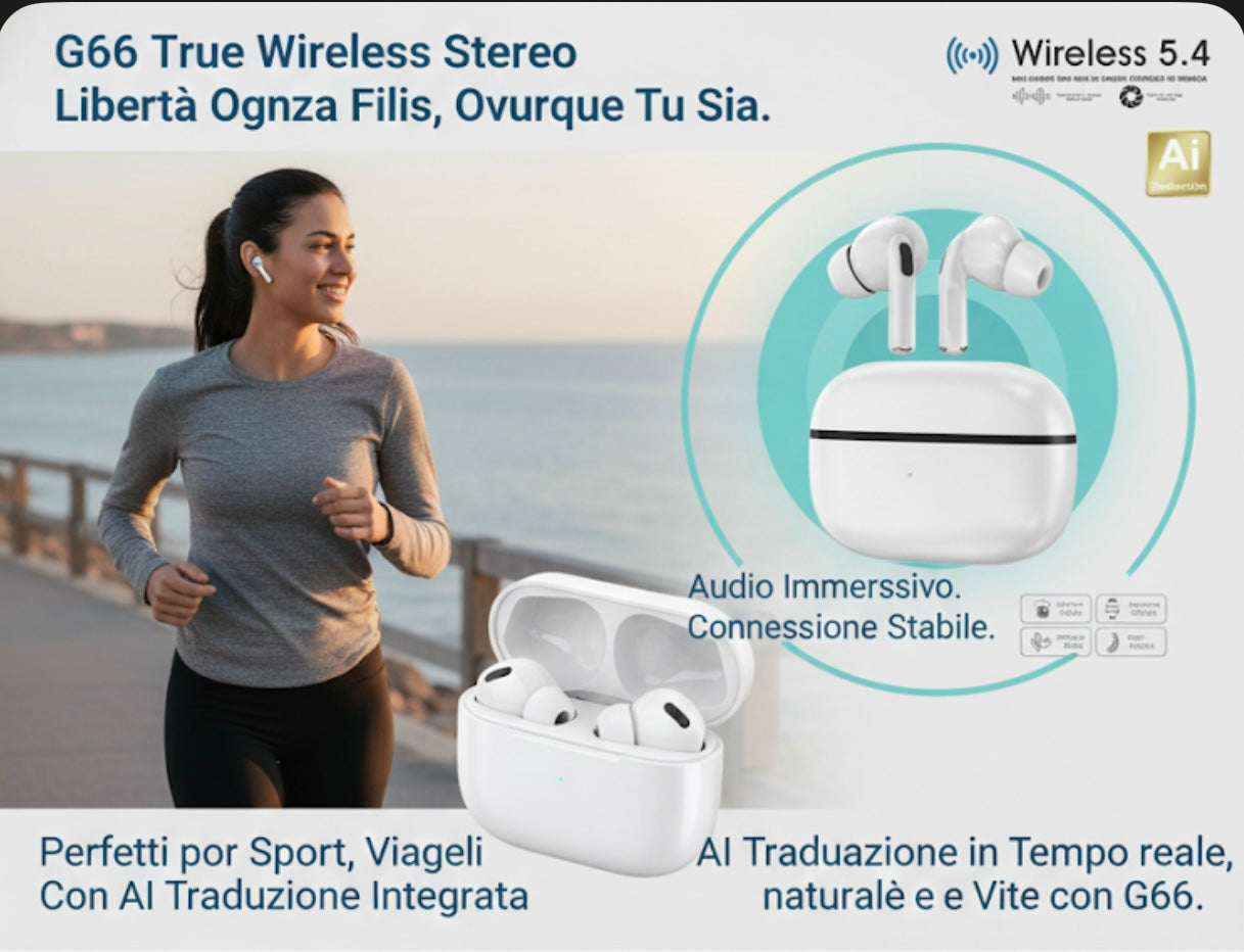 G66 True Wireless Stereo: Libertà e Connessione Senza Confini
Vivi la tua musica.