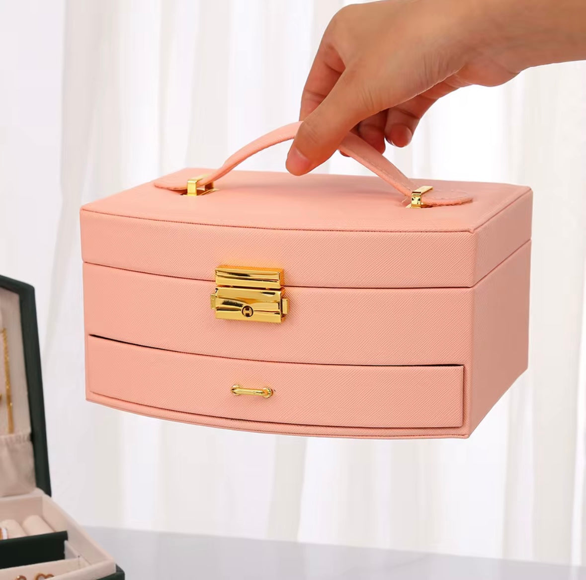 Porta Gioielli Elegante con Specchio – Scatola Organizer con Cassetto