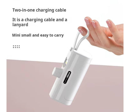 Caricatore 2-in-1 con cavo e power bank integrato – ricarica rapida USB-C/Lightning