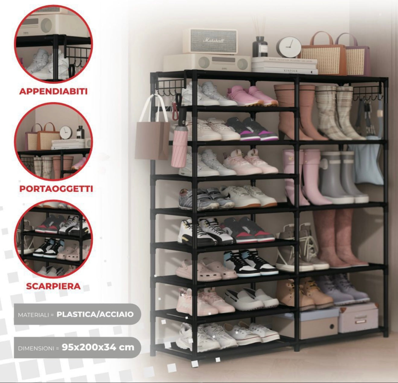 Scarpiera Salvaspazio Extra Large – Organizzazione Perfetta per Scarpe, Stivali e Accessori