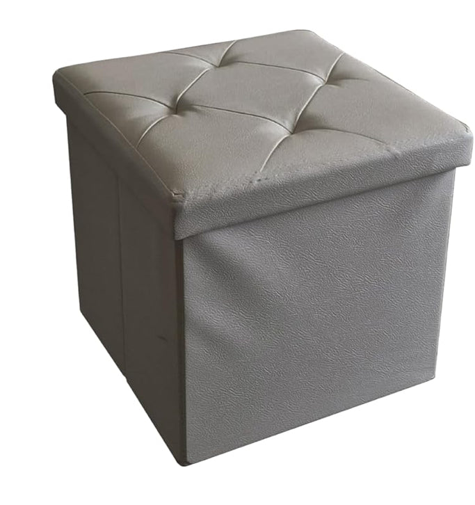 PUFF POUF CONTENITORE QUADRATO ECOPELLE PANCA BAULE TRAPUNTATO 38x38x38cm