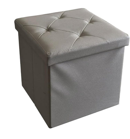 PUFF POUF CONTENITORE QUADRATO ECOPELLE PANCA BAULE TRAPUNTATO 38x38x38cm