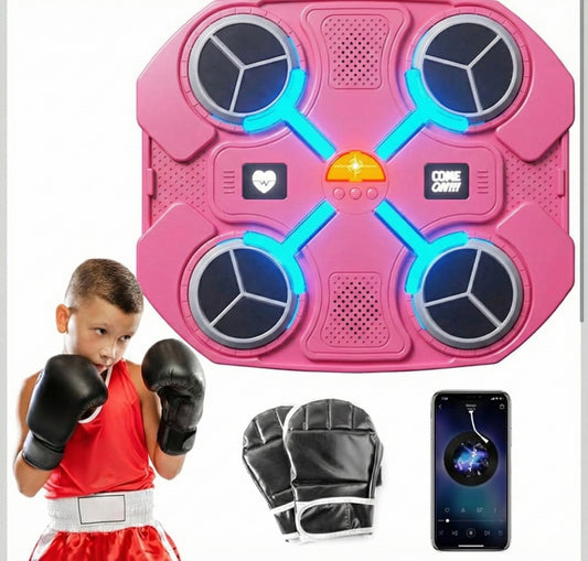Macchina da Boxe Musicale Smart a Muro (Wall Target) - Allenamento a Ritmo di Musica con Connessione Bluetooth - Rosa/Nero