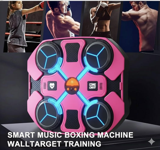 Macchina da Boxe Musicale Smart a Muro (Wall Target) - Allenamento a Ritmo di Musica con Connessione Bluetooth - Rosa/Nero