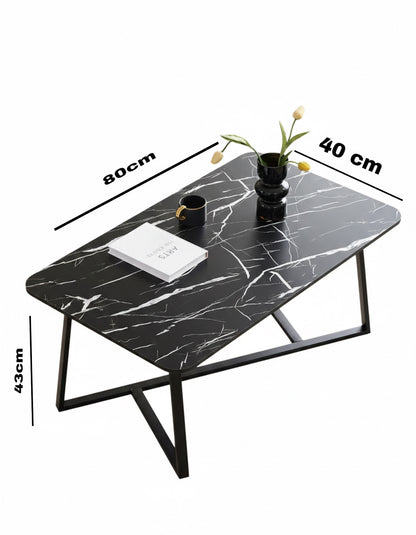 Tavolino da Salotto Minimalista – Effetto Marmo (nero,bianco,marrone)