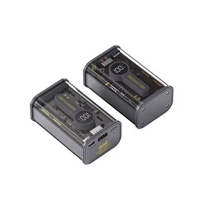 Power Bank Cyberpunk 22.5W – Ricarica Rapida Ultra-Compatta con Design Trasparente