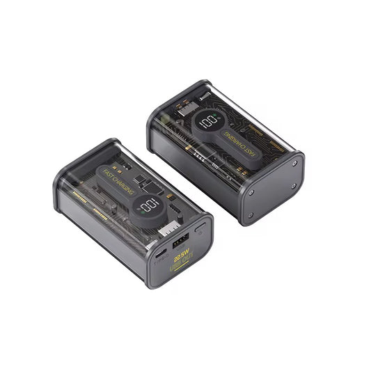 Power Bank Cyberpunk 22.5W – Ricarica Rapida Ultra-Compatta con Design Trasparente