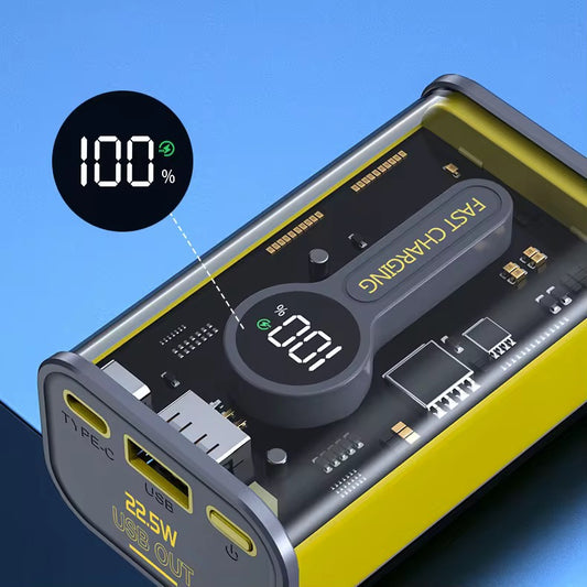 Power Bank Cyberpunk 22.5W – Ricarica Rapida Ultra-Compatta con Design Trasparente