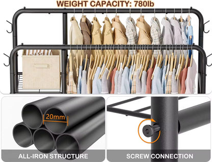 Stand Appendiabiti Multifunzione 4-in-1 – Organizzatore Salvaspazio in Metallo