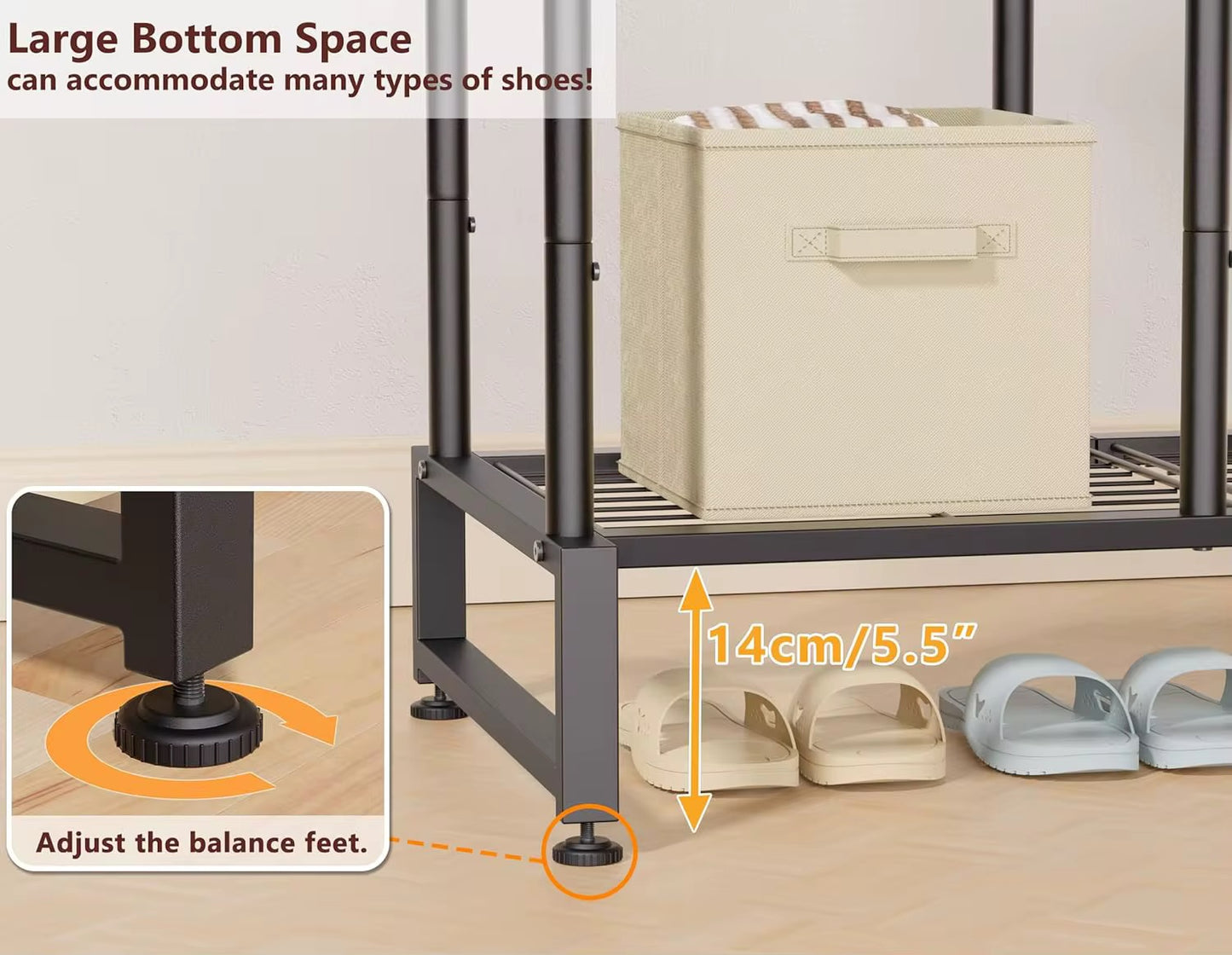 Stand Appendiabiti Multifunzione 4-in-1 – Organizzatore Salvaspazio in Metallo