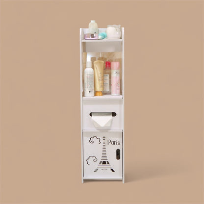 Bdit accessori -Mobile Bagno Sospeso Bianco Salvaspazio 80×18×30 cm — Armadietto Verticale Moderno