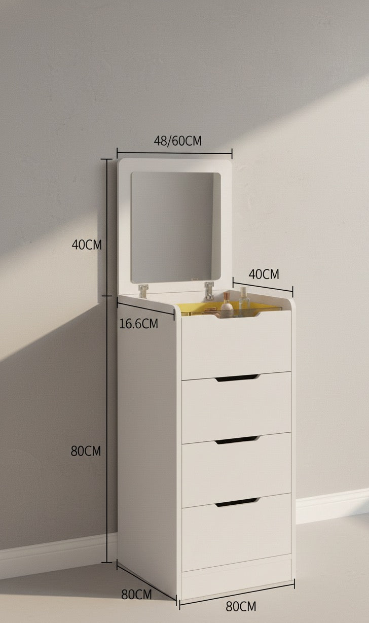 Tavolo da Toeletta con Specchio e Sgabello – Vanity Make Up con 3 Cassetti e Ripiani Portaoggetti – Design Moderno per Camera da Letto – Disponibile in Bianco e Rosa