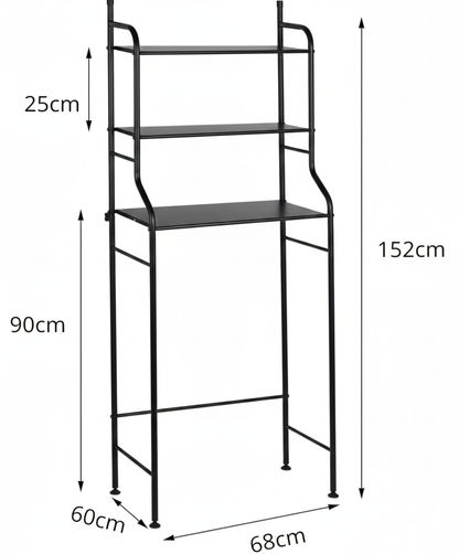 Scaffale da Bagno Salvaspazio 3 Ripiani – Organizer in Metallo Bianco per Lavatrice