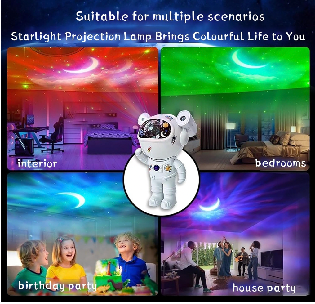 Bdit Accessori Lampada Proiettore Astronauta per Notte Stellata con Funzione Timer e Rotazione 360°