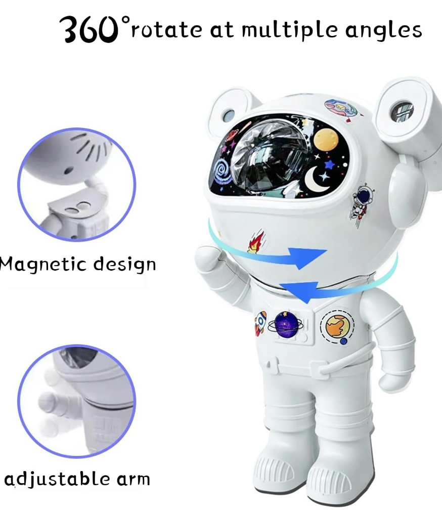 Bdit Accessori Lampada Proiettore Astronauta per Notte Stellata con Funzione Timer e Rotazione 360°