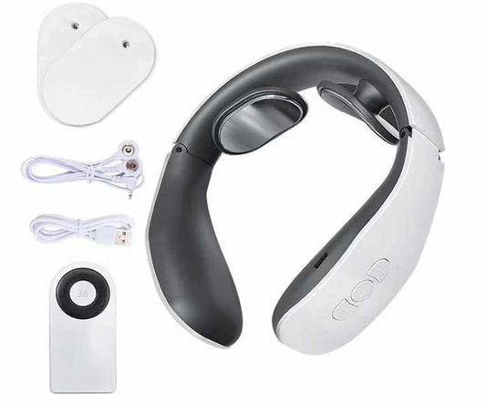 bdit accessori Massaggiatore per il collo, massaggiatore per il collo, massaggiatore portatile per il collo con calore, massaggiatore elettrico senza fili, 4 modalità, 16 intensità, per lavoro quotidiano da casa,