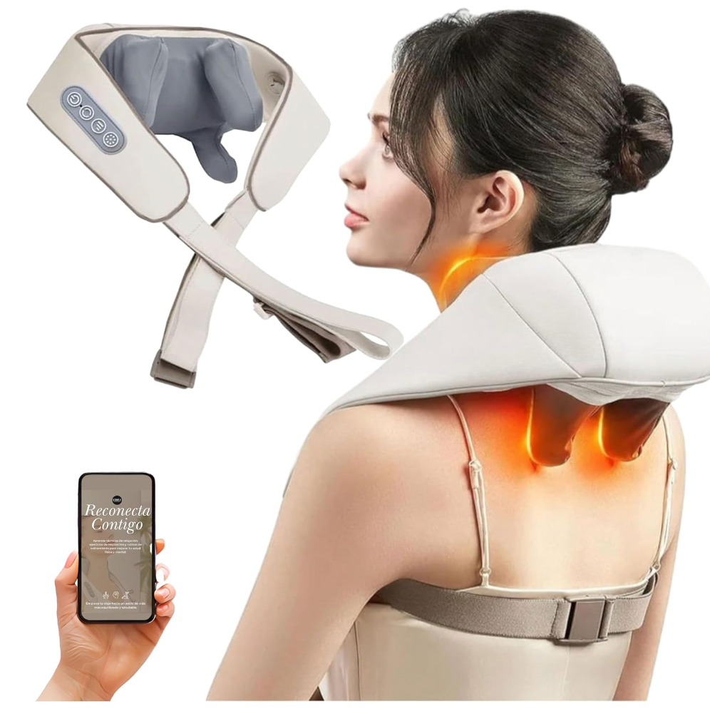 bdit accessori Massaggiatore Cervicale e Schiena Muscolare BodyEase 360, Shiatsu con Calore, 5 Posizioni Regolabili per Rilassamento Profondo