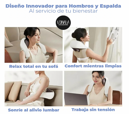 bdit accessori Massaggiatore Cervicale e Schiena Muscolare BodyEase 360, Shiatsu con Calore, 5 Posizioni Regolabili per Rilassamento Profondo