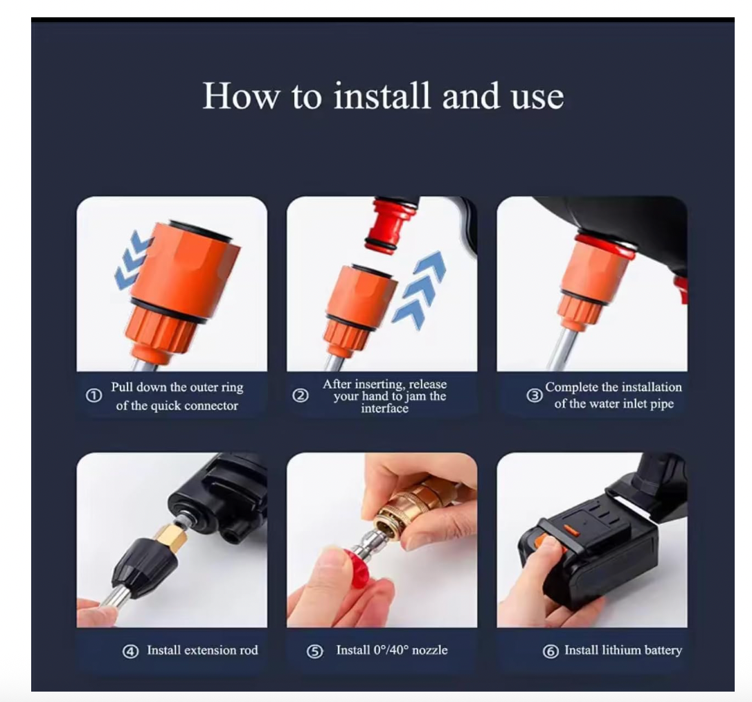 48v 8000mAh Battery Pressure Washer Portable Pressure Washer with 2 Batteries Battery Powered High Pressure Washer for Car Washing Floor Cleaning - BDIT ACCESSORI